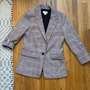 Maeve by Anthropologie houndstooth pattern pink/tan/black Blazer